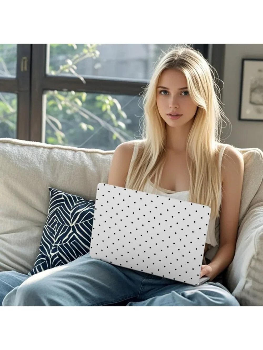 Cute Black Polka Dot Hard Shell Case for MacBook Air 13